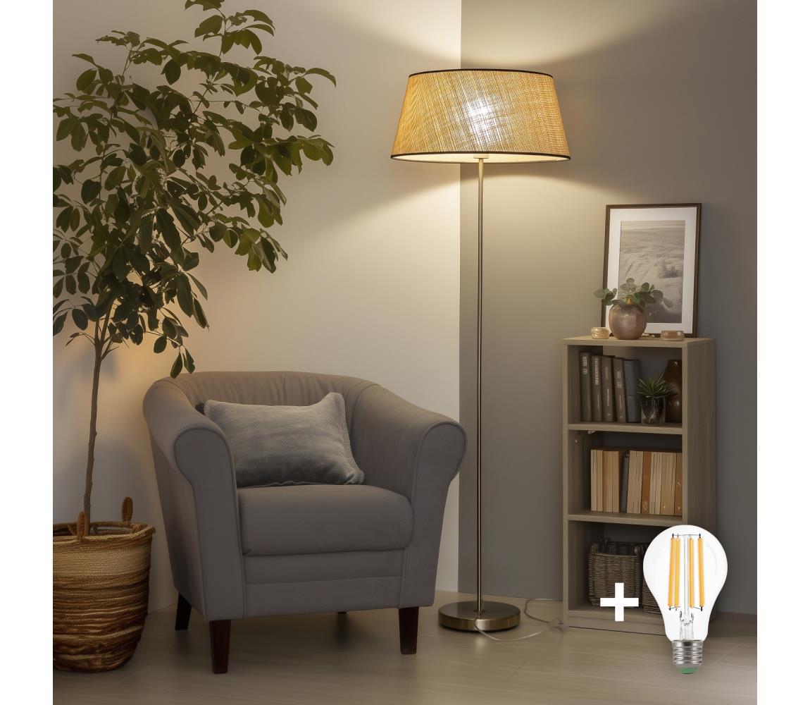 Brilagi - LED stojaca lampa CERIA 1xE27/40W/230V pr. 50 cm béžová/matný chróm EG300183+EG781084