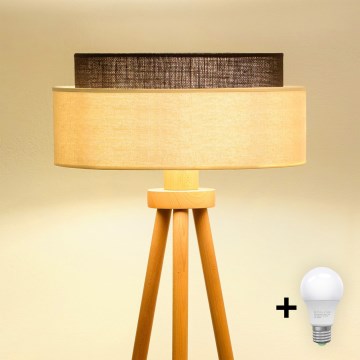 Brilagi - LED stojacia lampa BOHO STYLE 1xE27/15W/230V krémová/hnedá