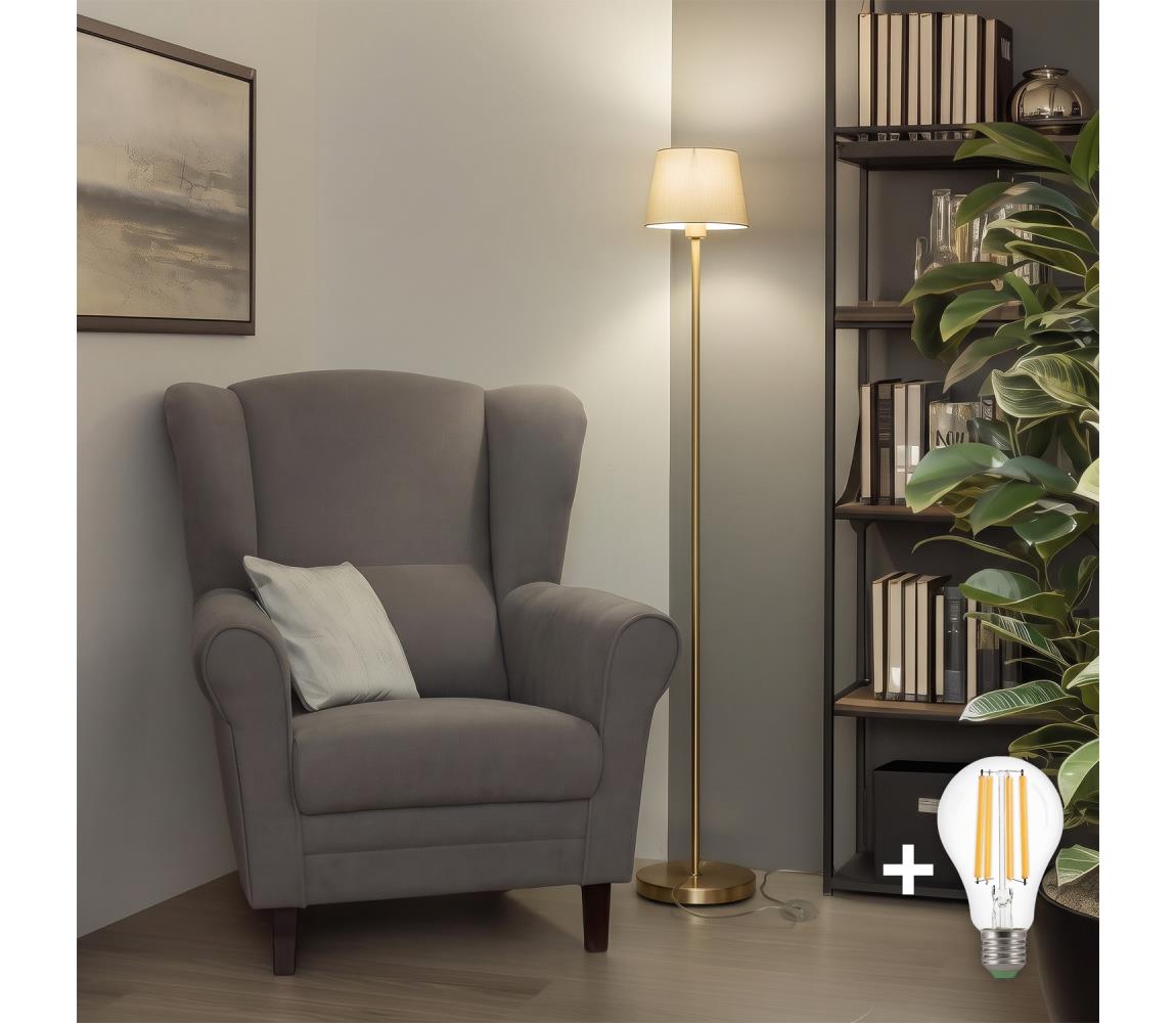 Brilagi - LED stojacia lampa CERIA 1xE27/20W/230V pr. 20,5 cm sivá/zlatá SA2189+EG781031