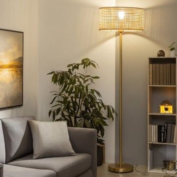 Brilagi - LED stojacia lampa CERIA 1xE27/20W/230V pr. 25 cm bambus/zlatá