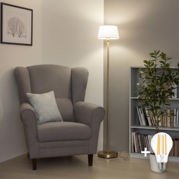 Brilagi - LED stojacia lampa CERIA 1xE27/20W/230V pr. 30 cm biela/zlatá