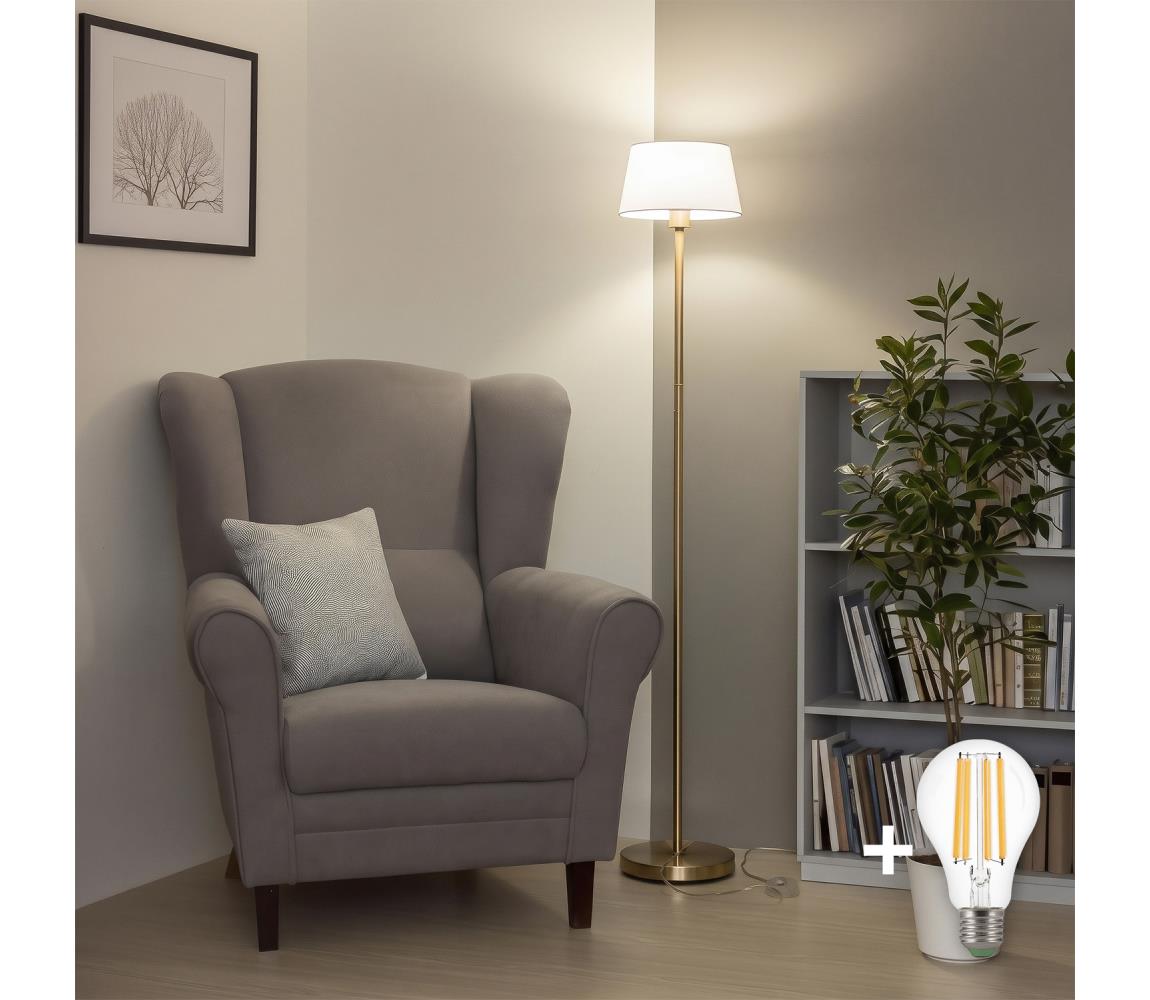 Brilagi - LED stojacia lampa CERIA 1xE27/20W/230V pr. 30 cm biela/zlatá SA2189+EG781035
