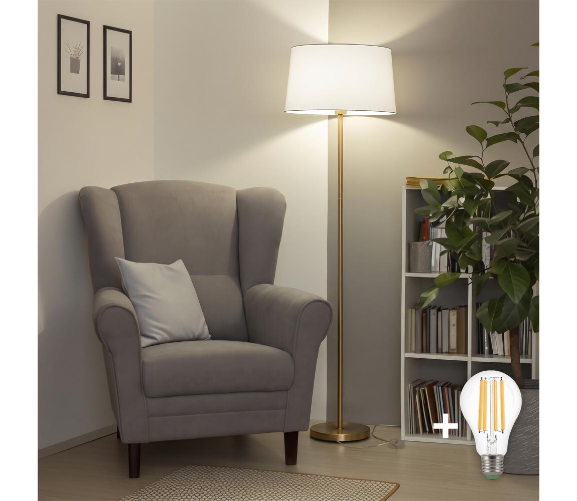 Brilagi - LED stojacia lampa CERIA 1xE27/20W/230V pr. 45 cm biela/zlatá SA2189+EG781041