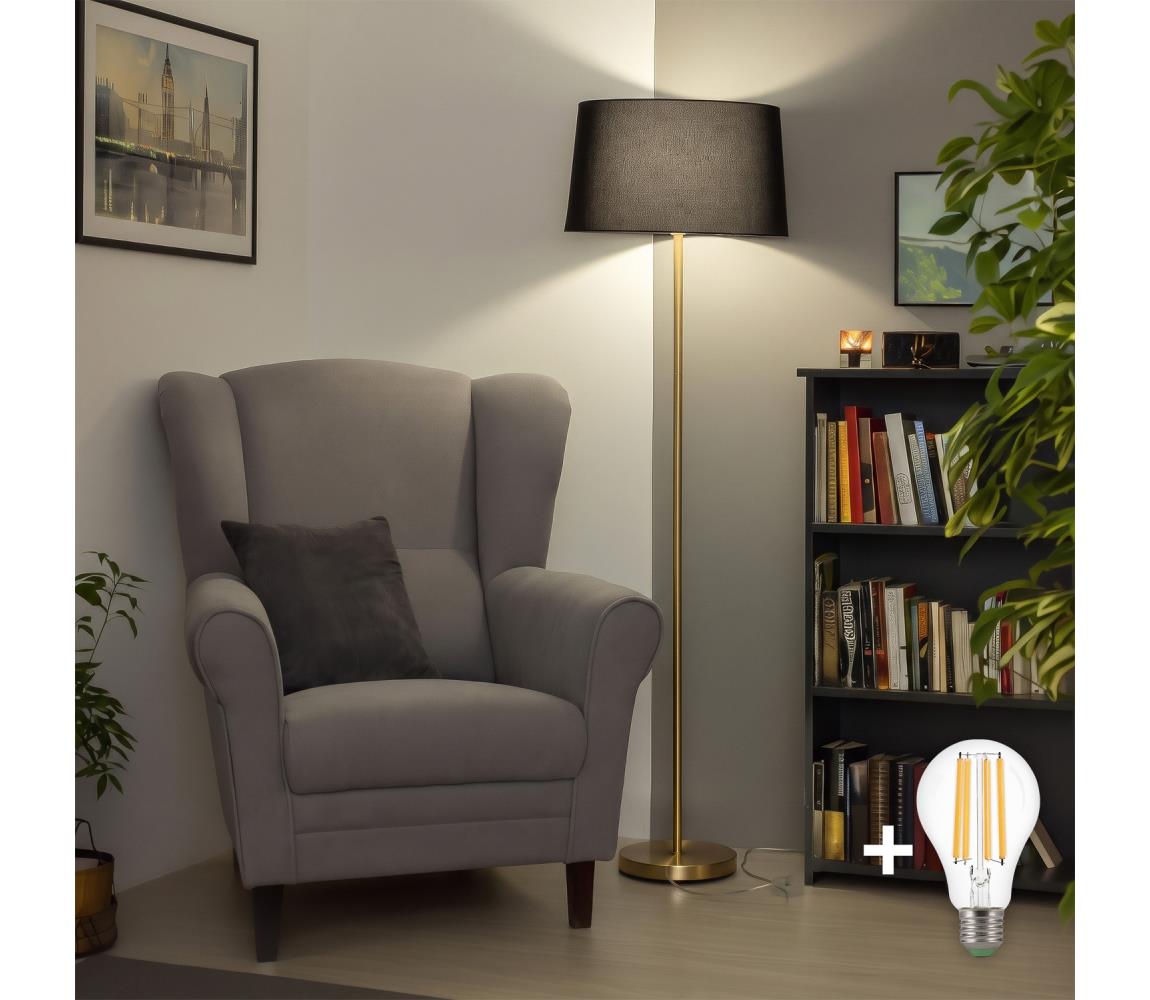 Brilagi - LED stojacia lampa CERIA 1xE27/20W/230V pr. 45 cm čierna/zlatá SA2189+EG781044