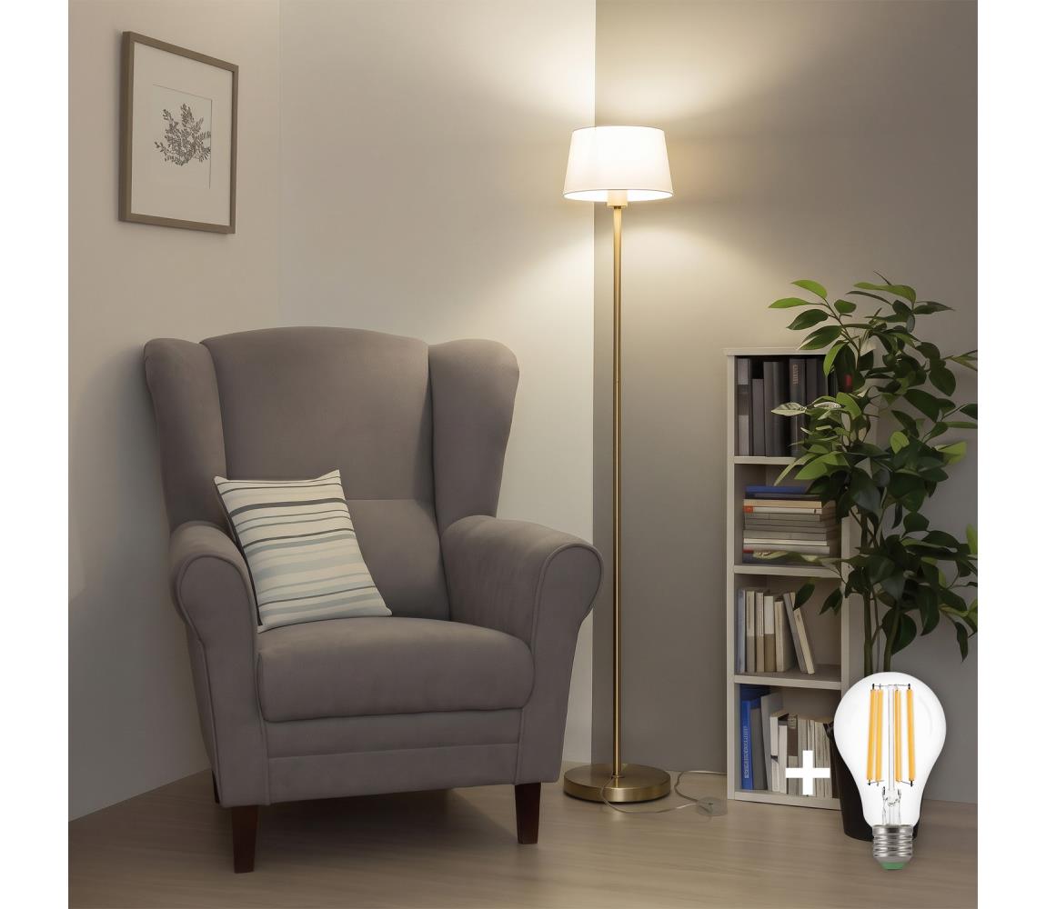 Brilagi - LED stojacia lampa CERIA 1xE27/20W/230V priemer 25 cm šedá/zlatá SA2189+EG781033