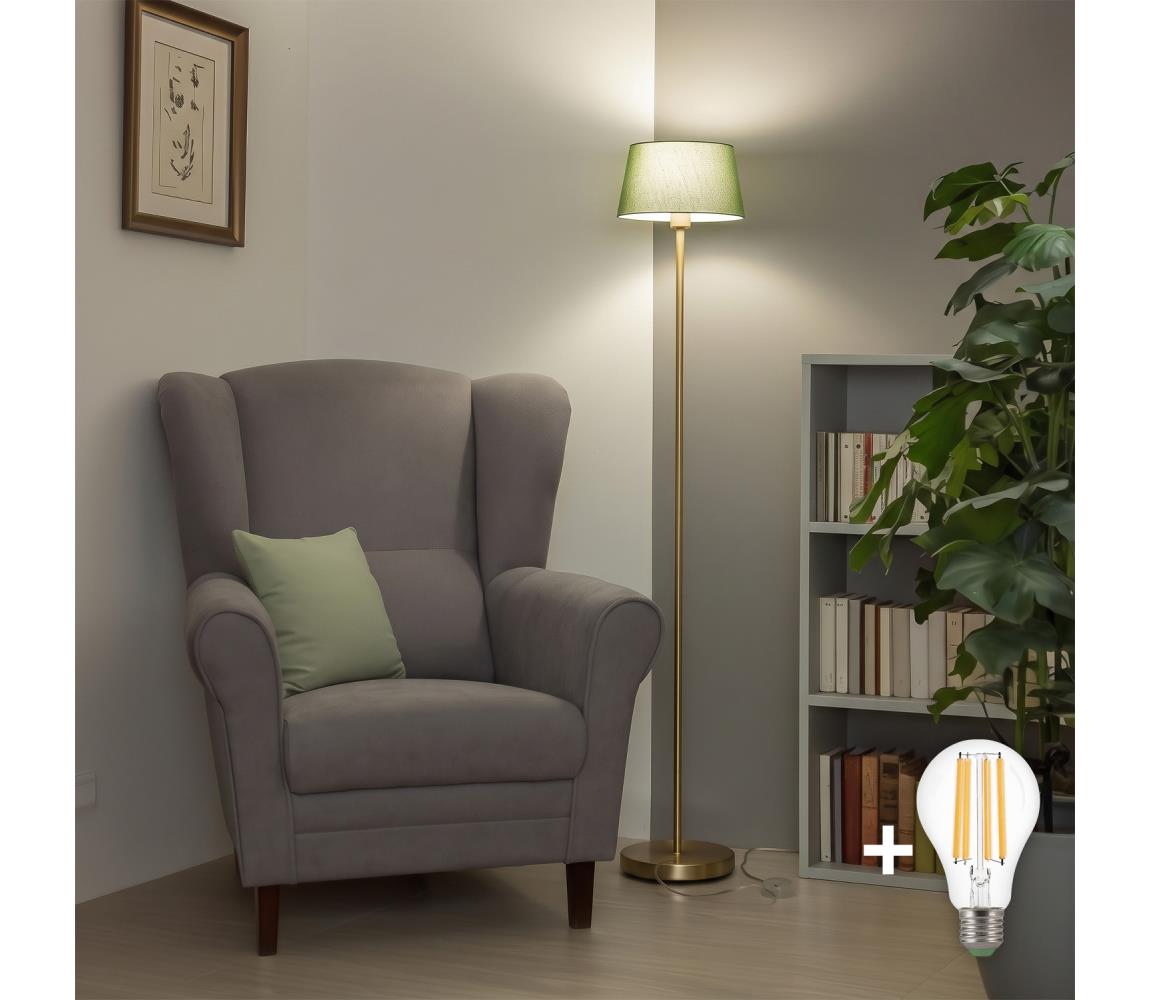 Brilagi - LED stojacia lampa CERIA 1xE27/20W/230V, priemer 25 cm, zelená/zlatá SA2189+EG781034