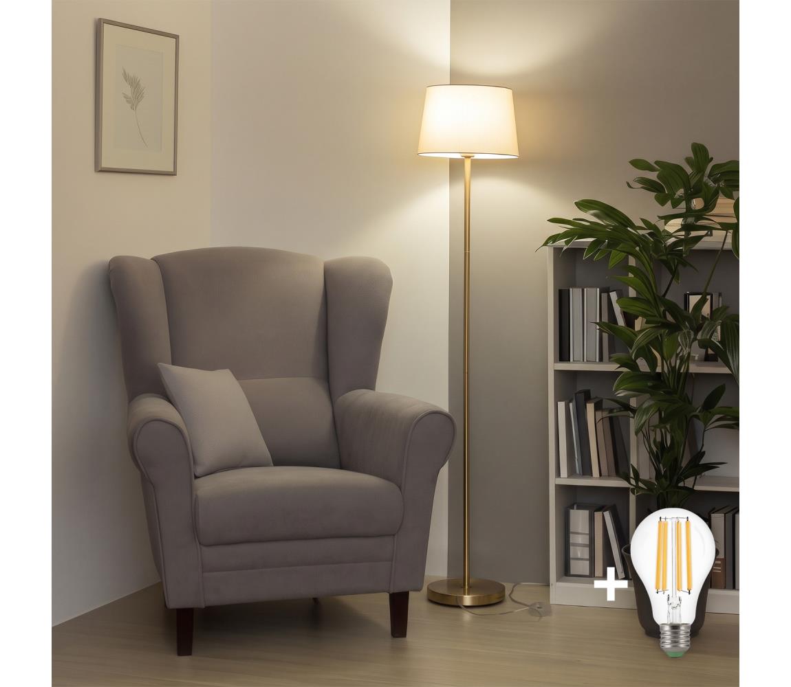 Brilagi - LED stojacia lampa CERIA 1xE27/20W/230V priemer 30 cm béžová/zlatá SA2189+EG781037