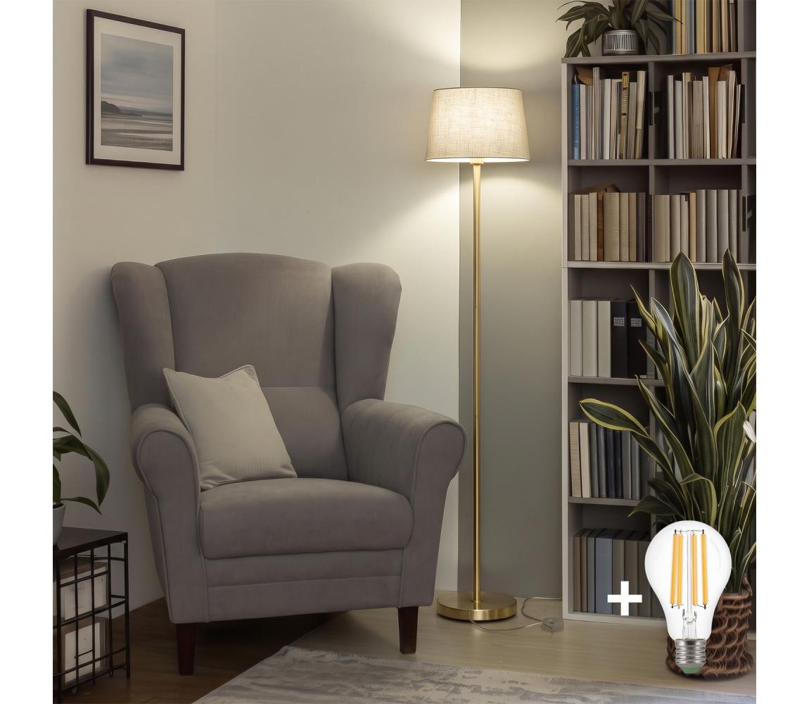Brilagi - LED stojacia lampa CERIA 1xE27/20W/230V priemer 30 cm sivá/zlatá SA2189+EG781036