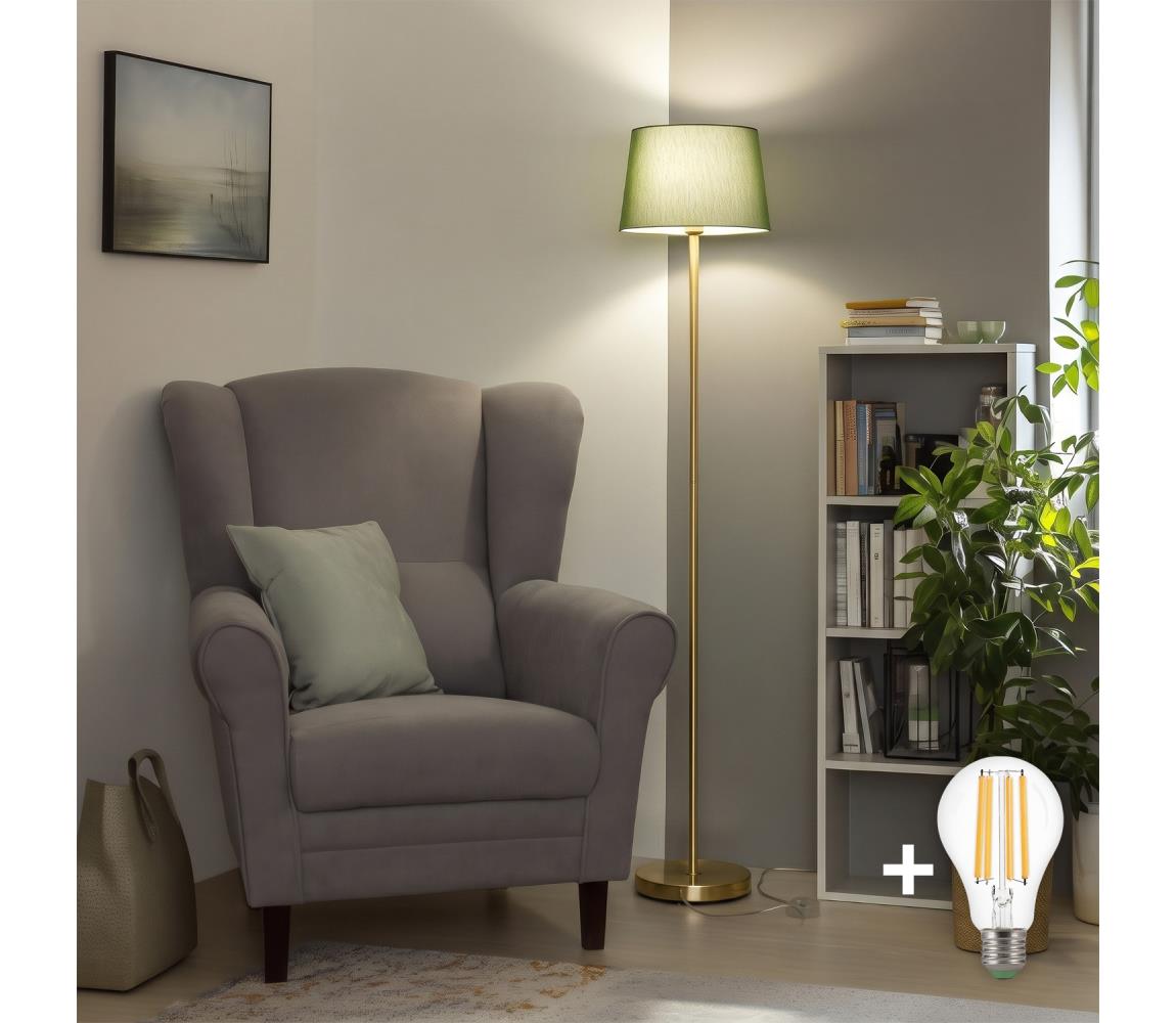Brilagi - LED stojacia lampa CERIA 1xE27/20W/230V priemer 30 cm zelená/zlatá SA2189+EG781039