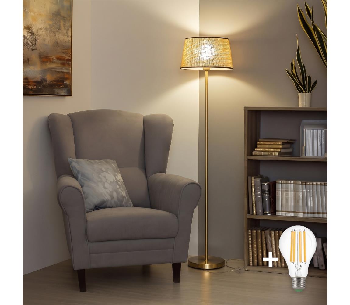 Brilagi - LED stojacia lampa CERIA 1xE27/20W/230V priemer 35 cm béžová/zlatá SA2189+EG781083