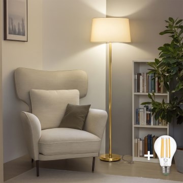 Brilagi - LED stojacia lampa CERIA 1xE27/20W/230V priemer 45 cm béžová/zlatá