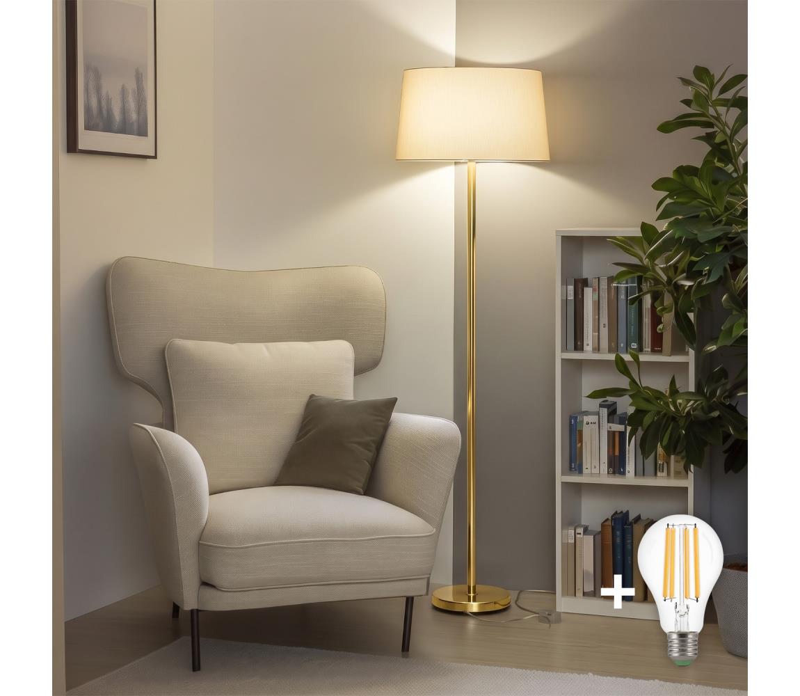 Brilagi - LED stojacia lampa CERIA 1xE27/20W/230V priemer 45 cm béžová/zlatá SA2189+EG781043
