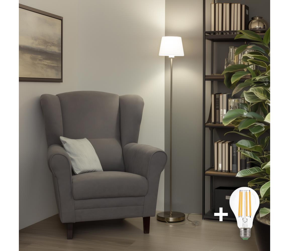 Brilagi - LED stojacia lampa CERIA 1xE27/40W/230V pr. 20,5 cm biela/matný chróm EG300183+EG781029