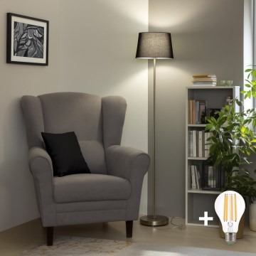 Brilagi - LED Stojacia lampa CERIA 1xE27/40W/230V pr. 30 cm čierna/matný chróm