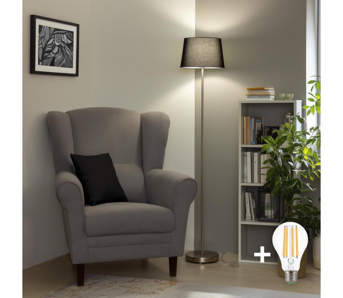 Brilagi - LED Stojacia lampa CERIA 1xE27/40W/230V pr. 30 cm čierna/matný chróm EG300183+EG781038