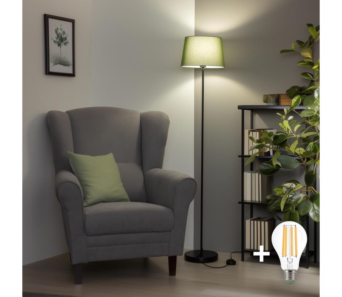 Brilagi - LED Stojacia lampa CERIA 1xE27/40W/230V pr. 30 cm zelená/čierna SA2187+EG781039