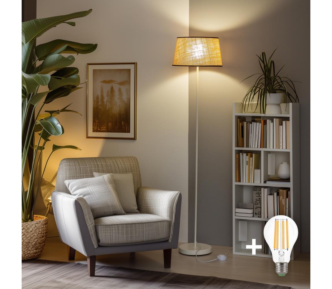 Brilagi - LED stojacia lampa CERIA 1xE27/40W/230V pr. 35 cm béžová/biela EG300182+EG781083