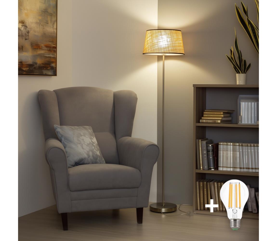 Brilagi - LED stojacia lampa CERIA 1xE27/40W/230V pr. 35 cm béžová/matný chróm EG300183+EG781083