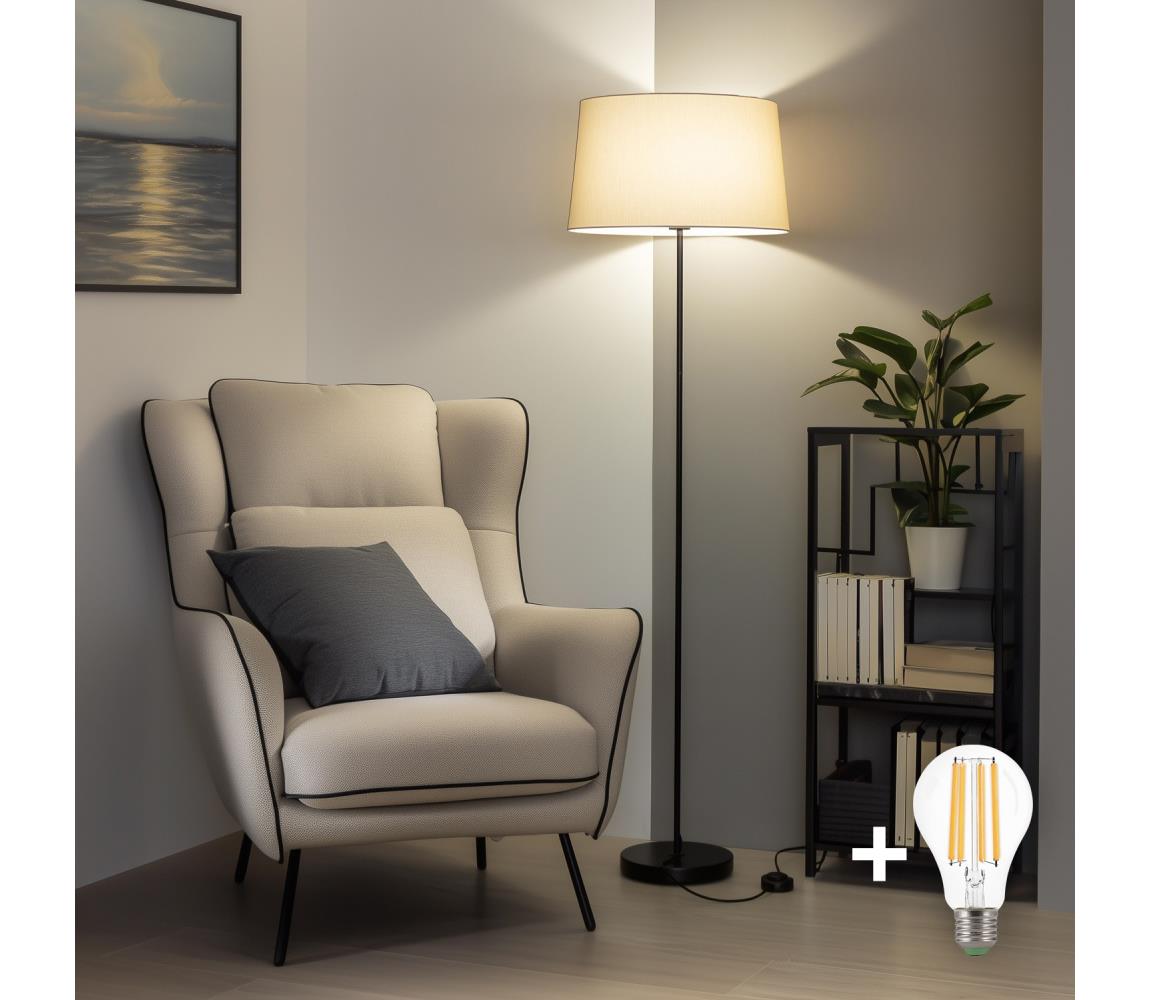 Brilagi - LED stojacia lampa CERIA 1xE27/40W/230V pr. 45 cm béžová/čierna SA2187+EG781043