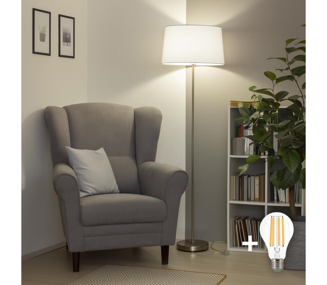 Brilagi - LED stojacia lampa CERIA 1xE27/40W/230V pr. 45 cm biela/matný chróm EG300183+EG781041