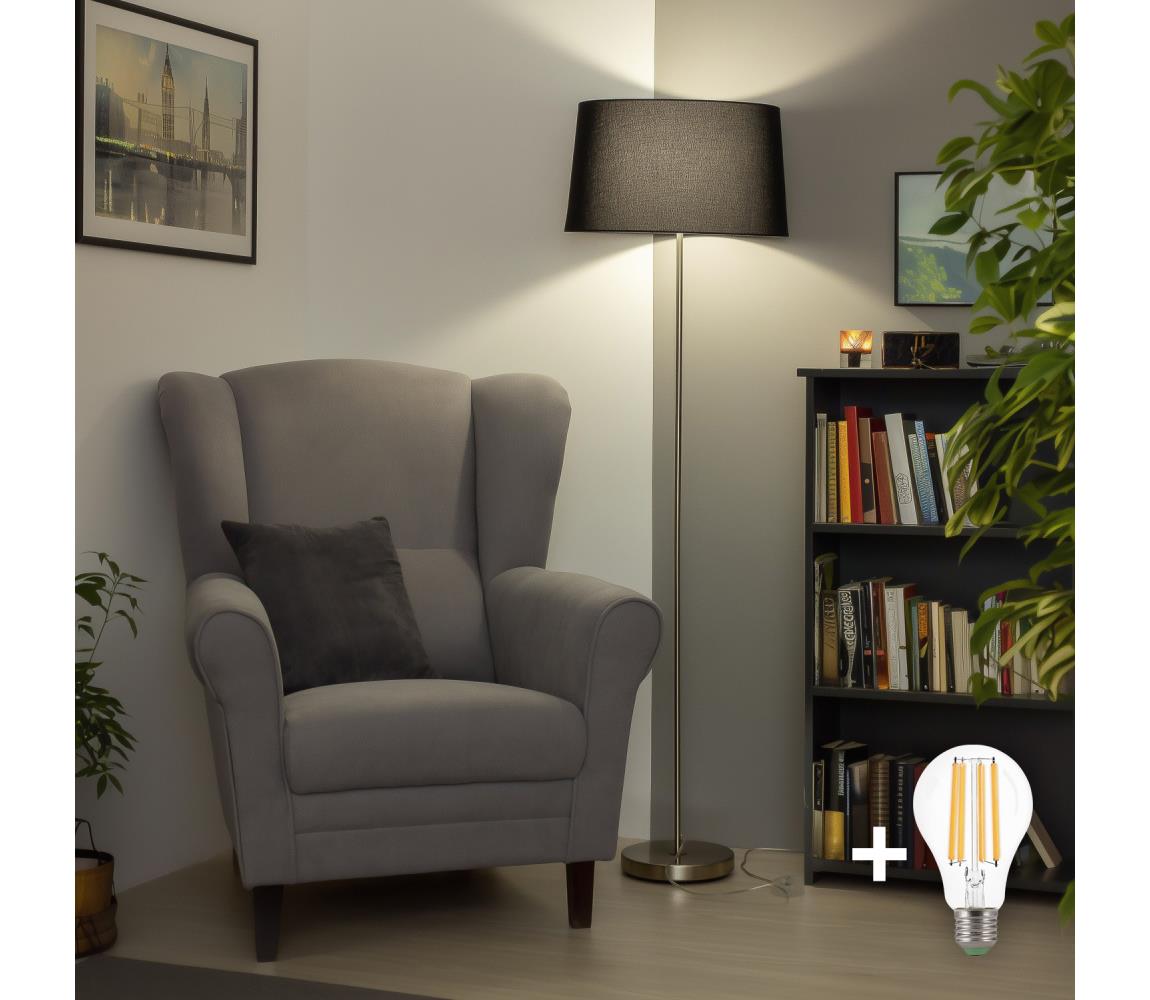 Brilagi - LED stojacia lampa CERIA 1xE27/40W/230V pr. 45 cm čierna/matný chróm EG300183+EG781044