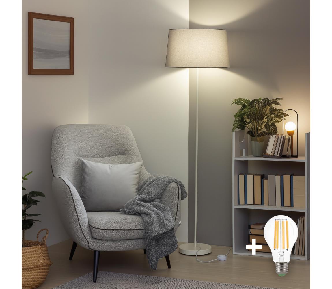 Brilagi - LED stojacia lampa CERIA 1xE27/40W/230V pr. 45 cm šedá/biela EG300182+EG781042