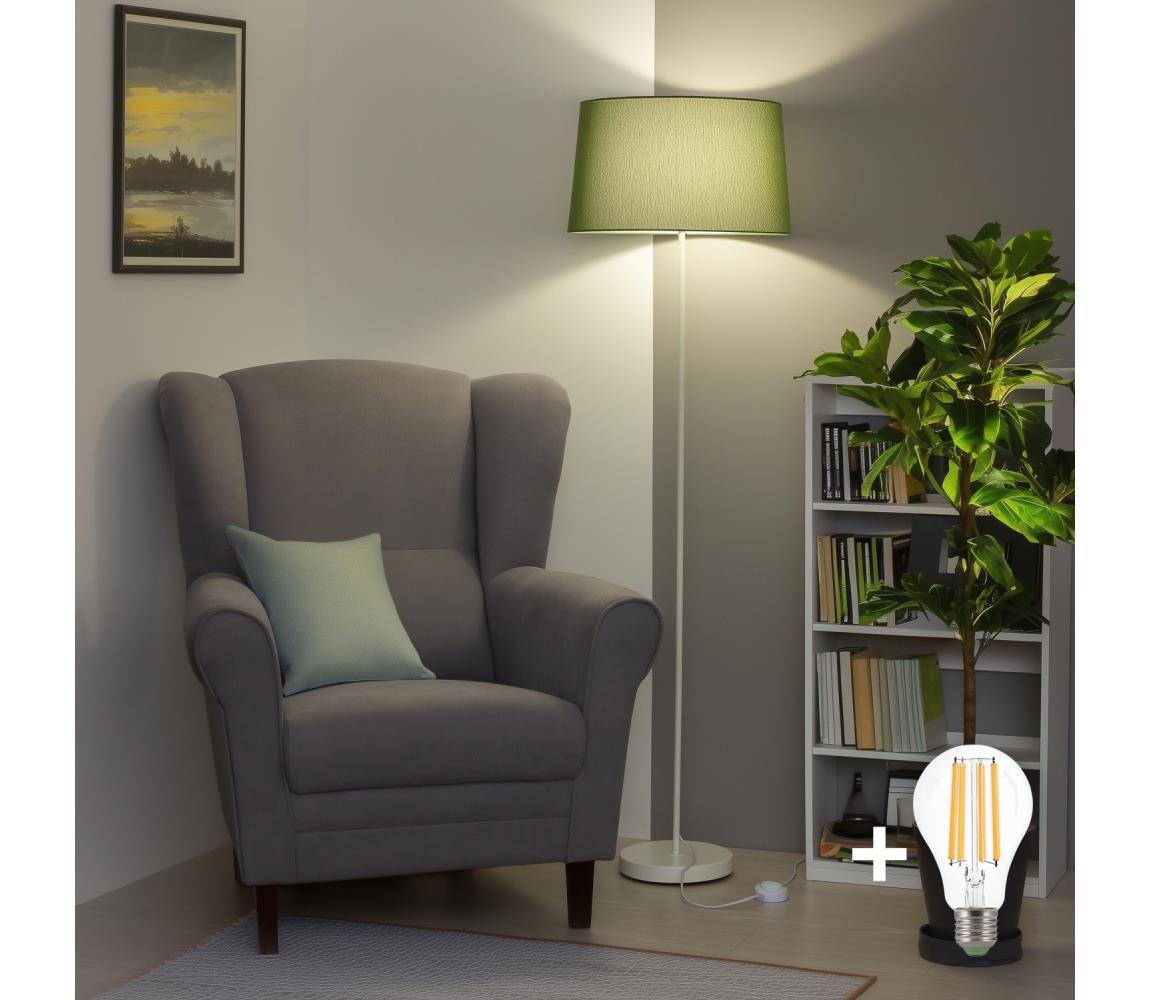 Brilagi - LED stojacia lampa CERIA 1xE27/40W/230V pr. 45 cm zelená/biela EG300182+EG781045