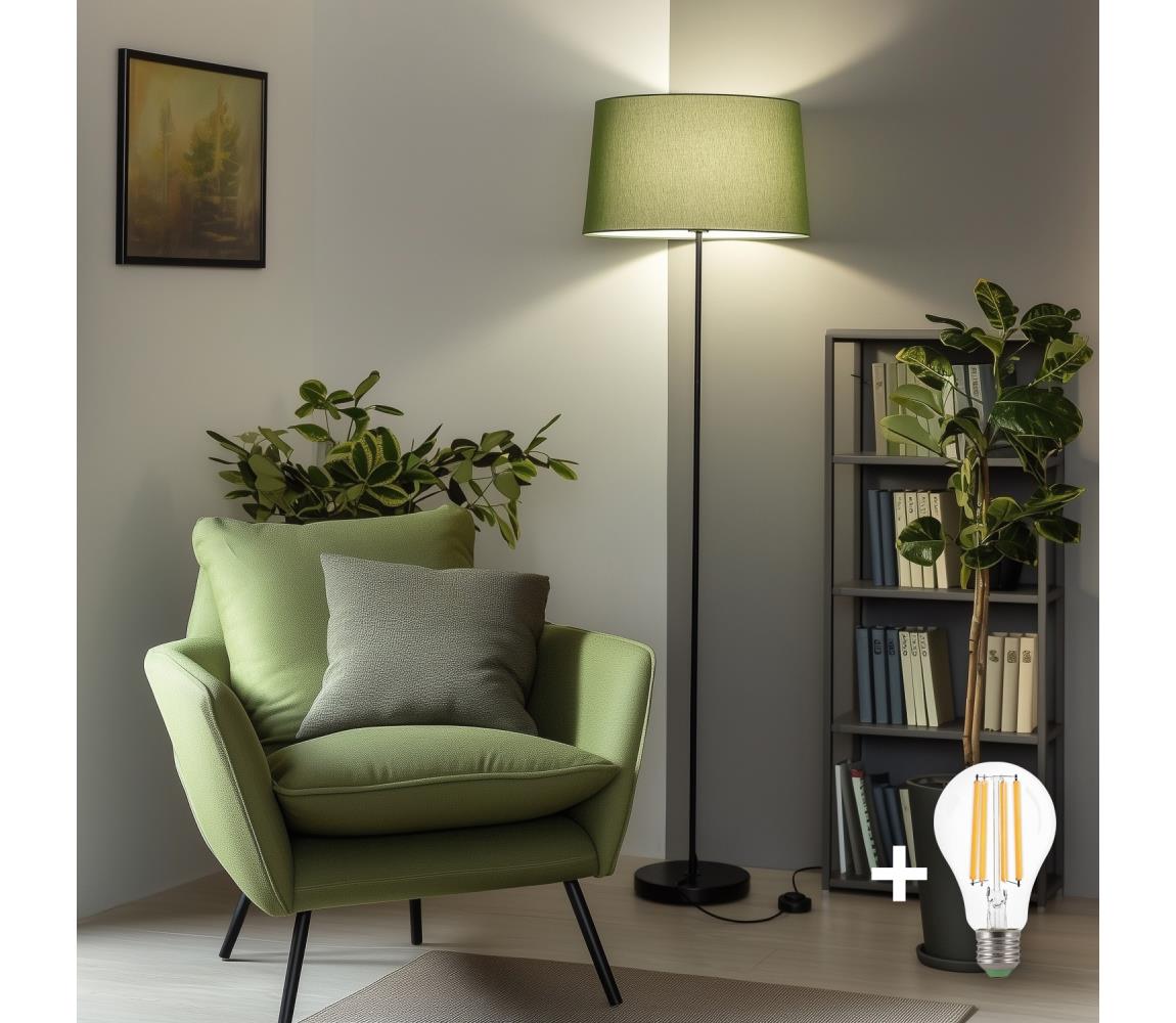 Brilagi - LED Stojacia lampa CERIA 1xE27/40W/230V pr. 45 cm zelená/čierna SA2187+EG781045