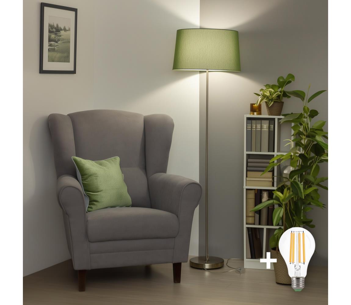 Brilagi - LED stojacia lampa CERIA 1xE27/40W/230V pr. 45 cm zelená/matný chróm EG300183+EG781045