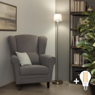 Brilagi - LED stojacia lampa CERIA 1xE27/40W/230V priemer 20,5 cm sivá/matný chróm