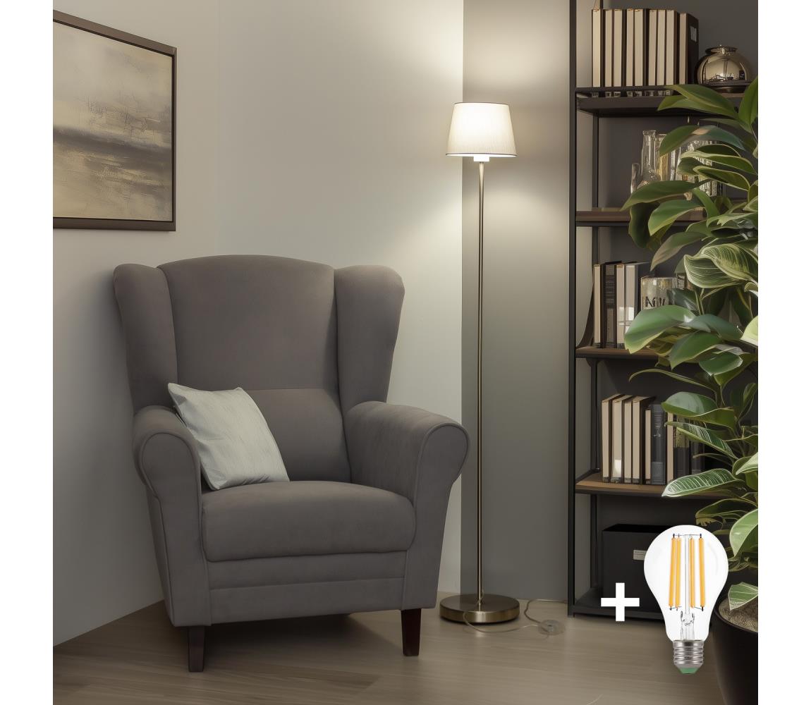 Brilagi - LED stojacia lampa CERIA 1xE27/40W/230V priemer 20,5 cm sivá/matný chróm EG300183+EG781031