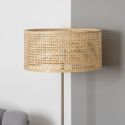 Brilagi - LED stojacia lampa CERIA 1xE27/40W/230V priemer 25 cm bambus/matný chróm