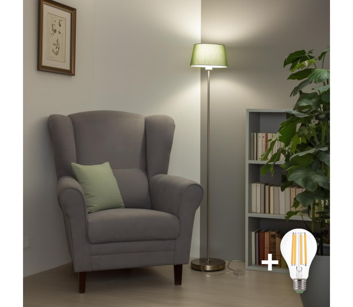 Brilagi - LED stojacia lampa CERIA 1xE27/40W/230V priemer 25 cm zelená/matný chróm EG300183+EG781034