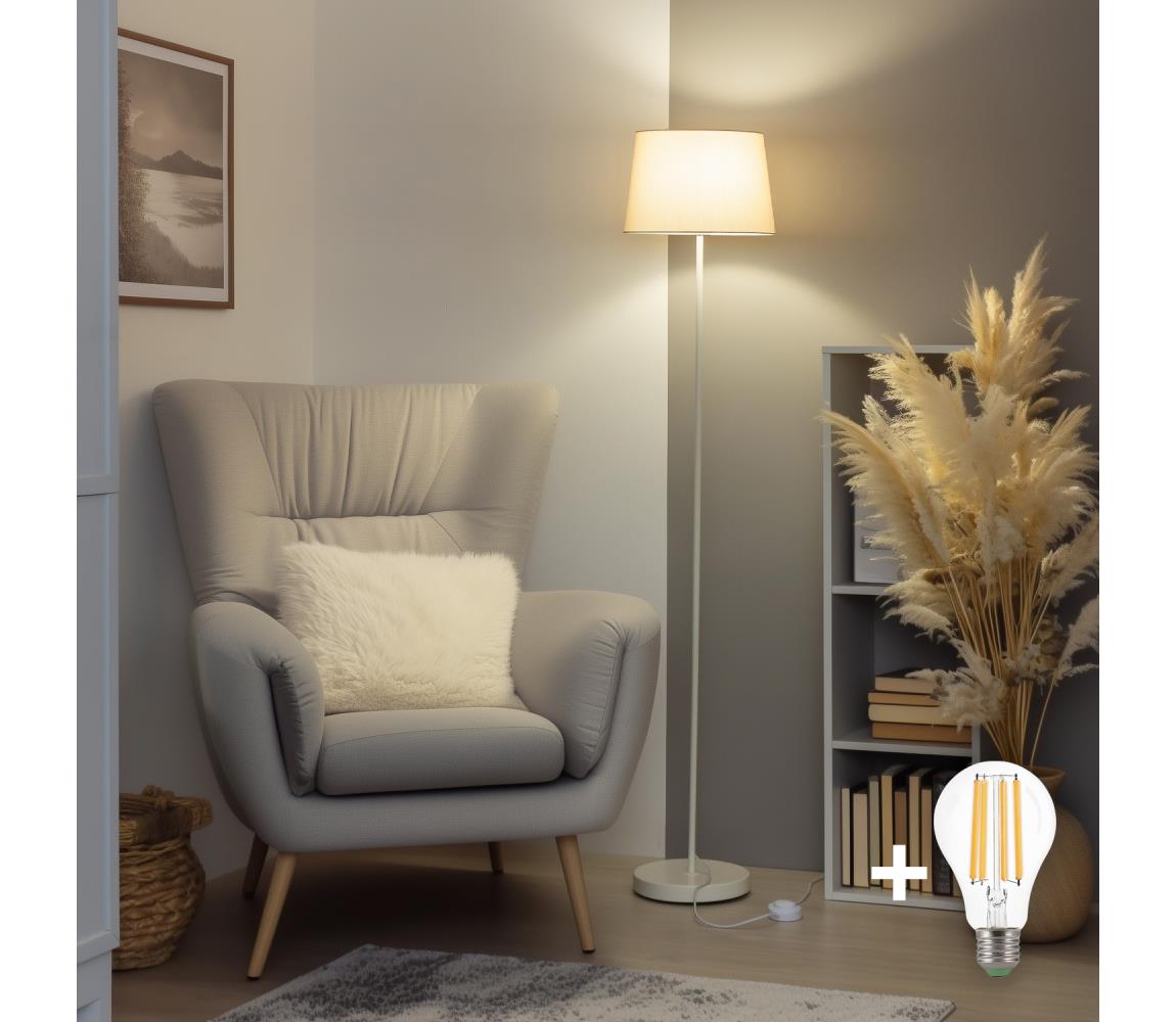Brilagi - LED Stojacia lampa CERIA 1xE27/40W/230V priemer 30 cm béžová/biela EG300182+EG781037
