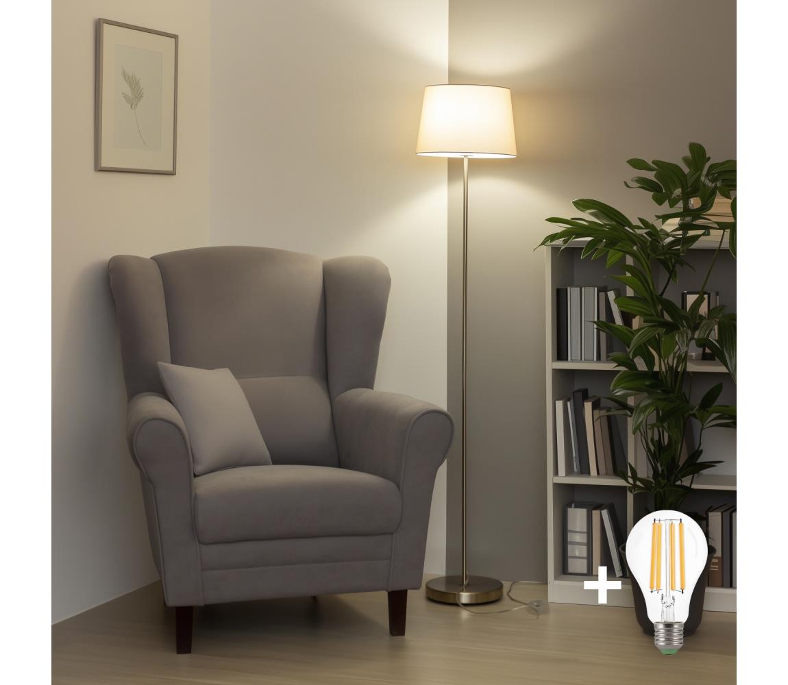 Brilagi - LED stojacia lampa CERIA 1xE27/40W/230V priemer 30 cm béžová/matný chróm EG300183+EG781037