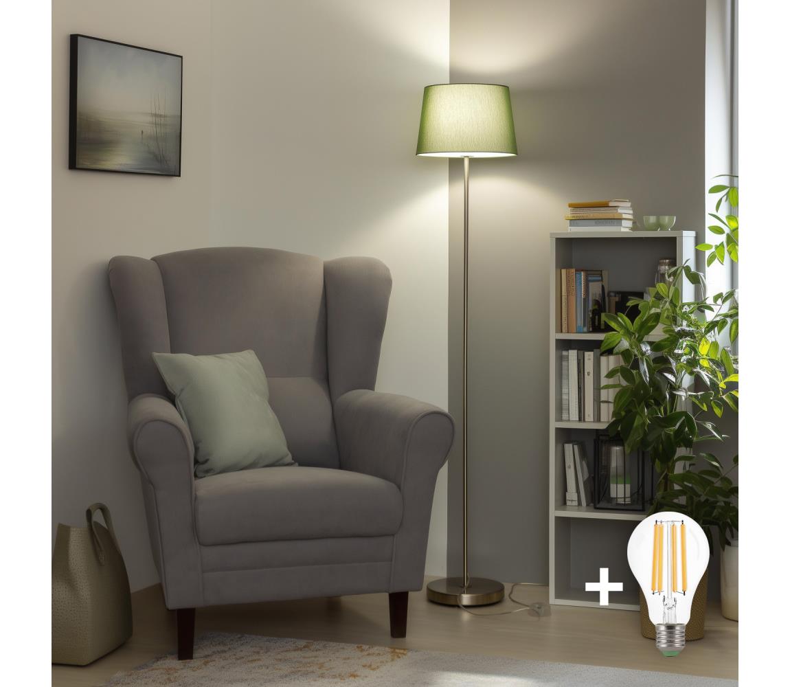 Brilagi - LED stojacia lampa CERIA 1xE27/40W/230V, priemer 30 cm, zelená/matný chróm EG300183+EG781039