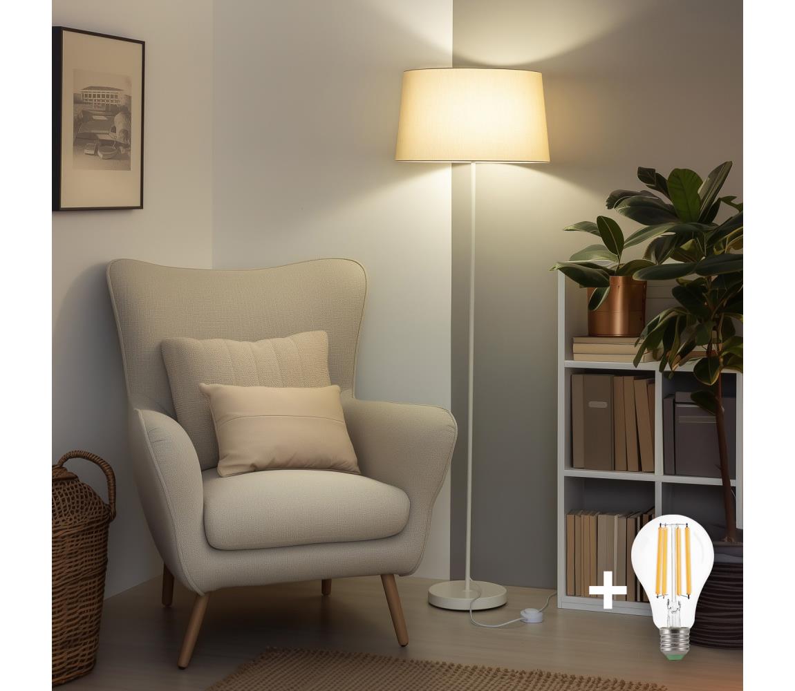 Brilagi - LED stojacia lampa CERIA 1xE27/40W/230V priemer 45 cm béžová/biela EG300182+EG781043