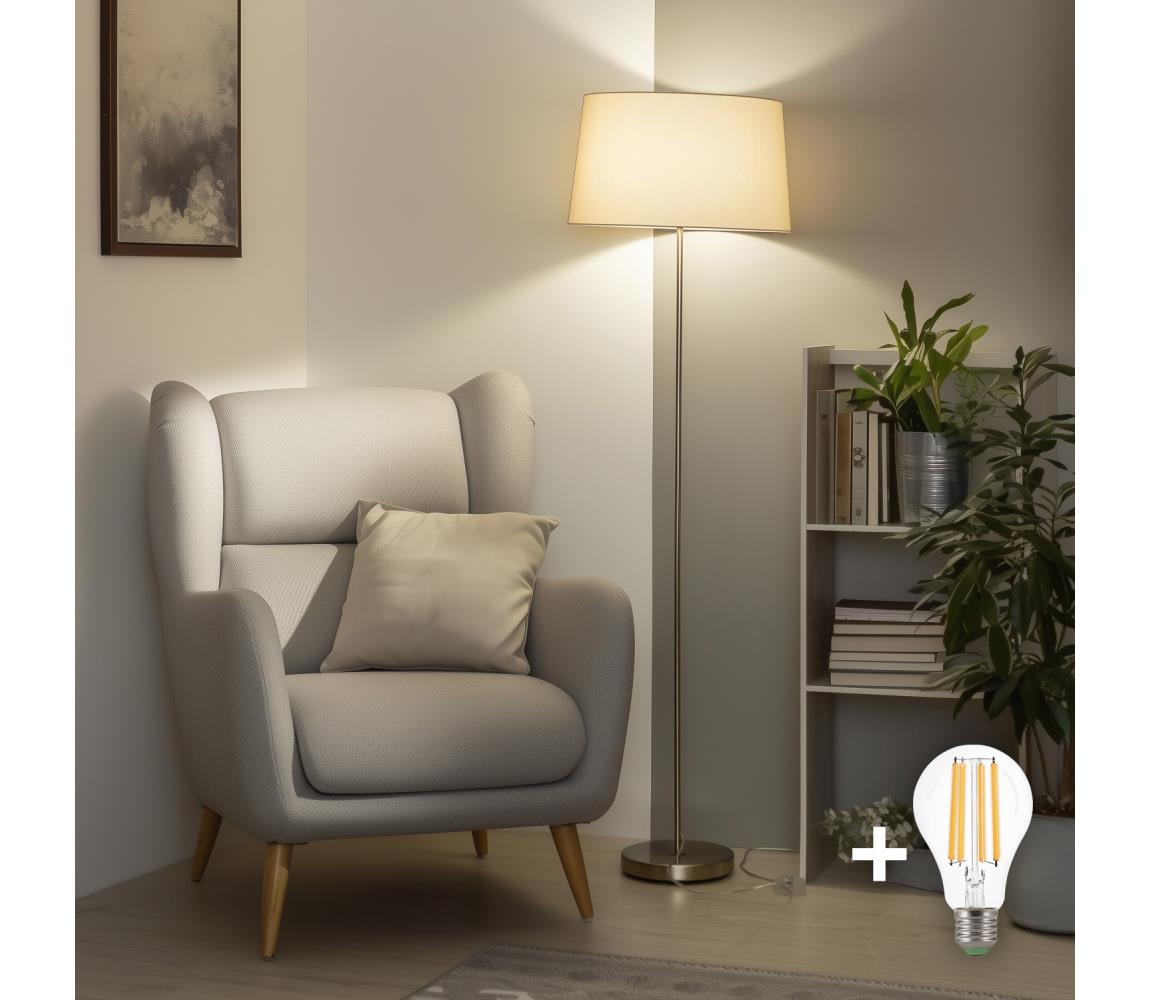 Brilagi - LED stojacia lampa CERIA 1xE27/40W/230V priemer 45 cm béžová/matný chróm EG300183+EG781043