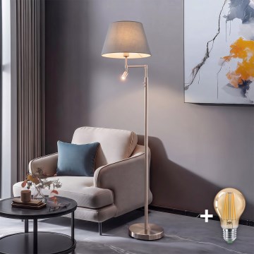 BRILAGI - LED Stojacia lampa CERIA 1xE27/60W/230V + LED/2,1W pr. 45 cm matný chróm/sivá