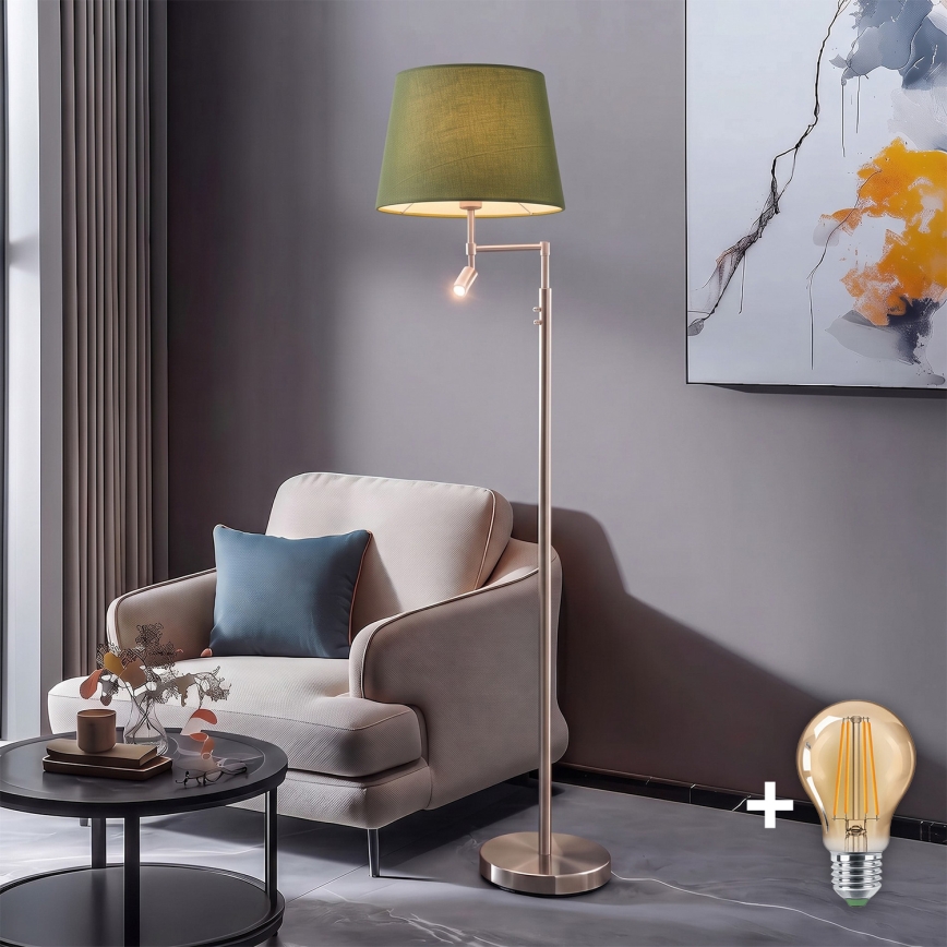 BRILAGI - LED Stojacia lampa CERIA 1xE27/60W/230V + LED/2,1W pr. 45 cm matný chróm/zelená