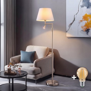 BRILAGI - LED stojacia lampa CERIA 1xE27/60W/230V + LED/2,1W priemer 45 cm matný chróm/biela