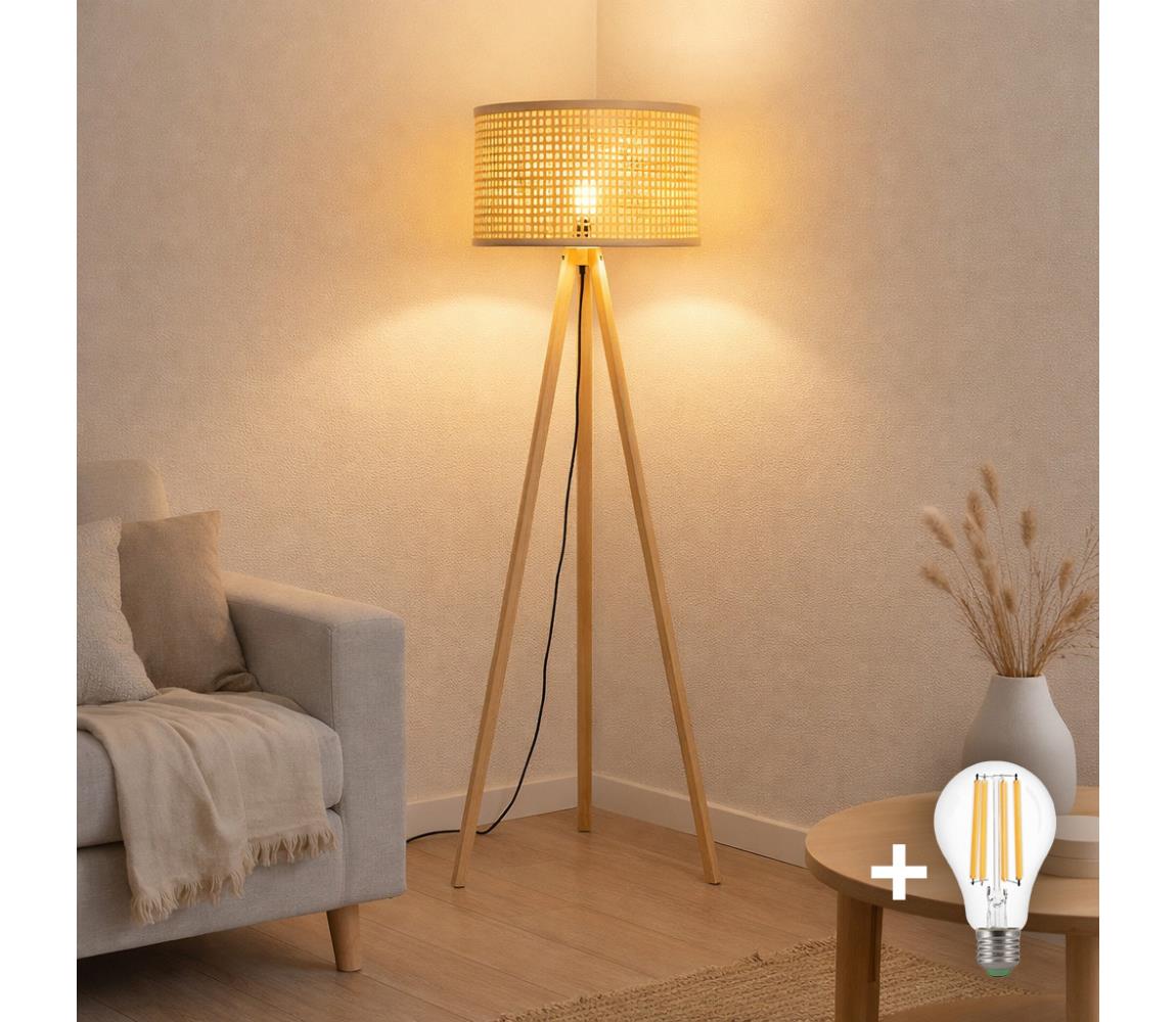 Brilagi - LED stojacia lampa CERIA 1xE27/60W/230V pr. 40 cm béžová EG781161+AS0463