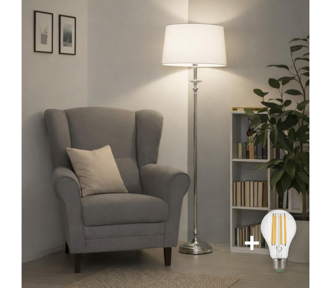 Brilagi - LED stojacia lampa CERIA 1xE27/60W/230V pr. 45 cm lesklý chróm/biela 1xEG49175+1xEG781041