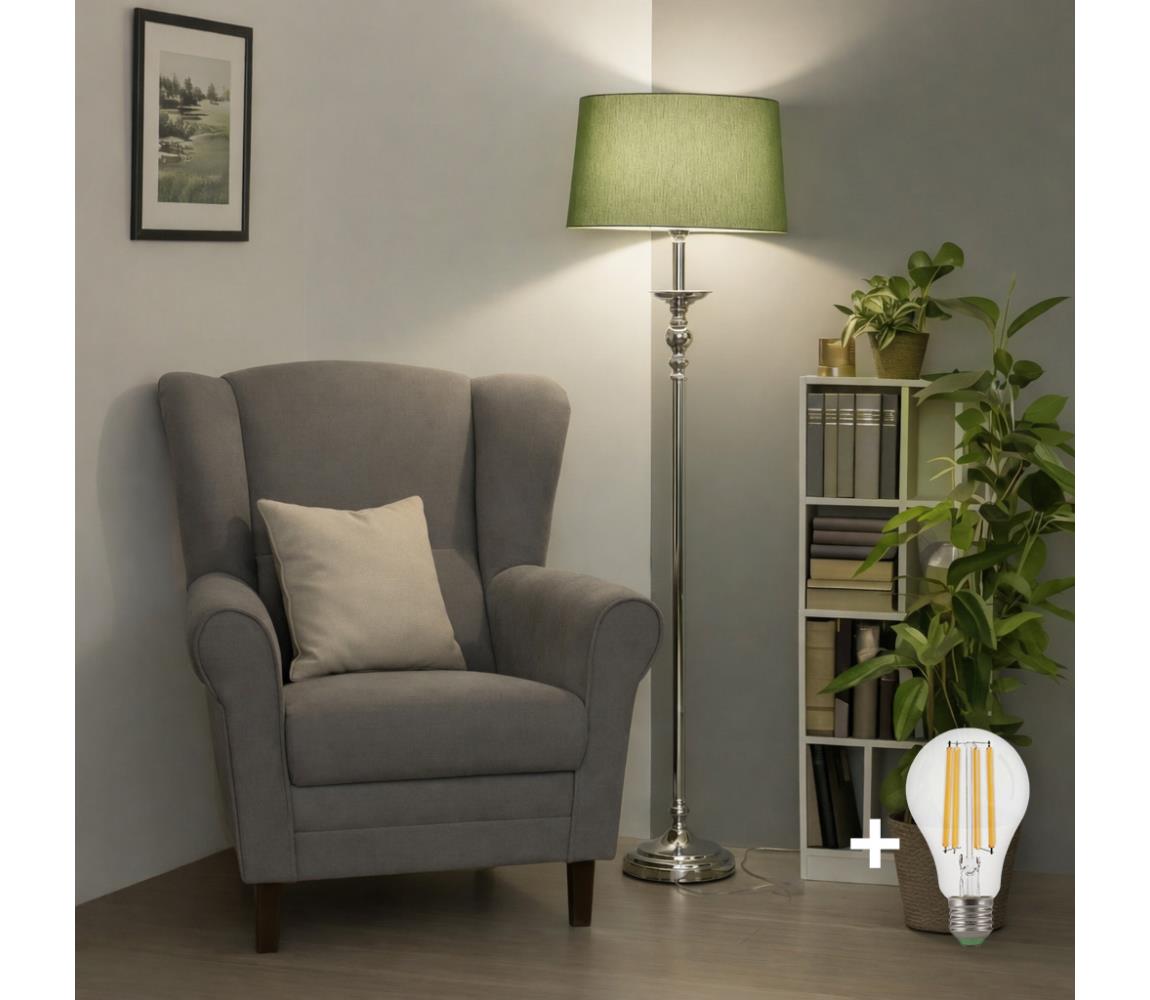 Brilagi - LED stojacia lampa CERIA 1xE27/60W/230V pr. 45 cm lesklý chróm/zelená 1xEG49175+1xEG781045