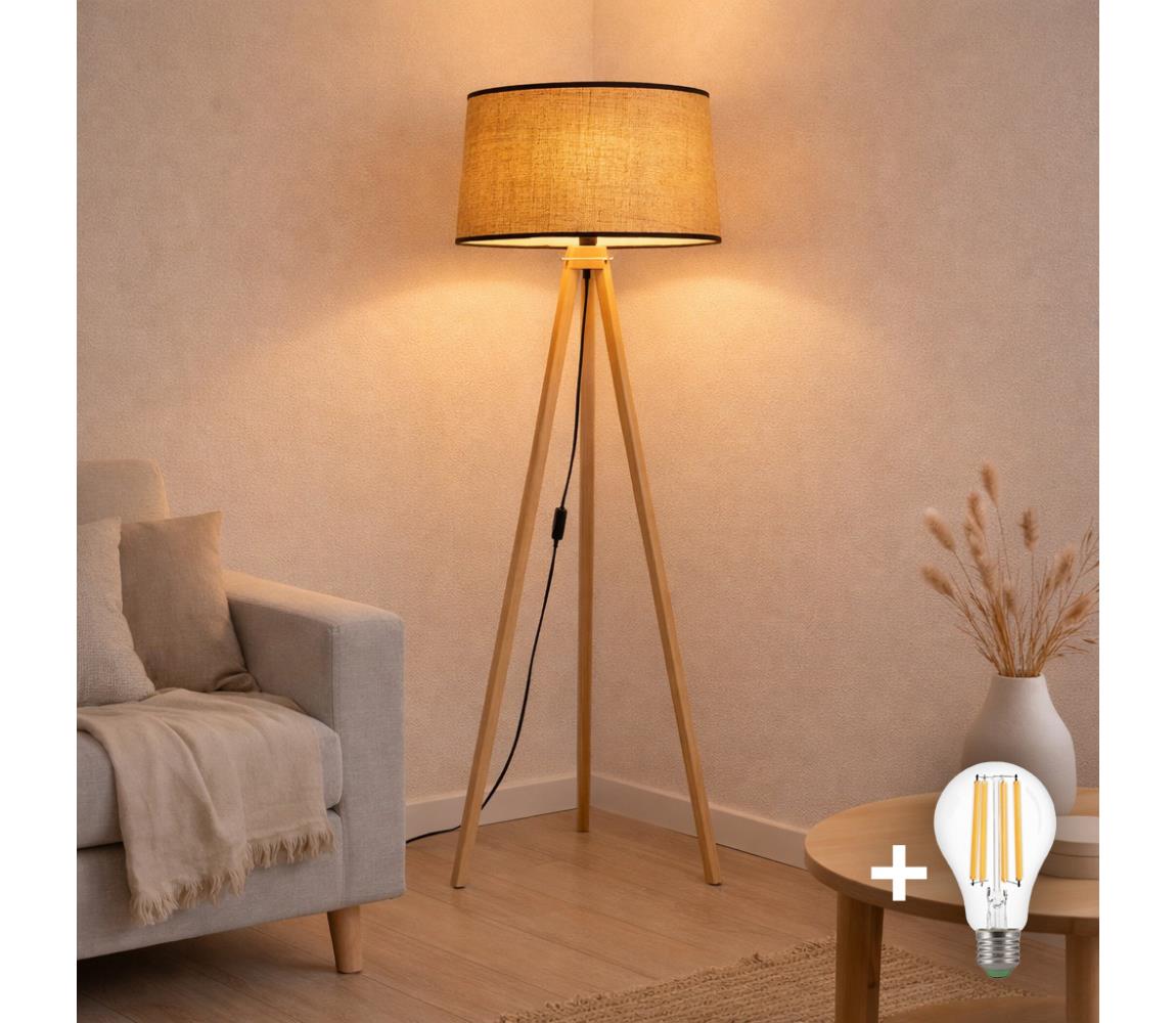 Brilagi - LED stojacia lampa CERIA 1xE27/60W/230V pr. 50 cm béžová EG781084+AS0463