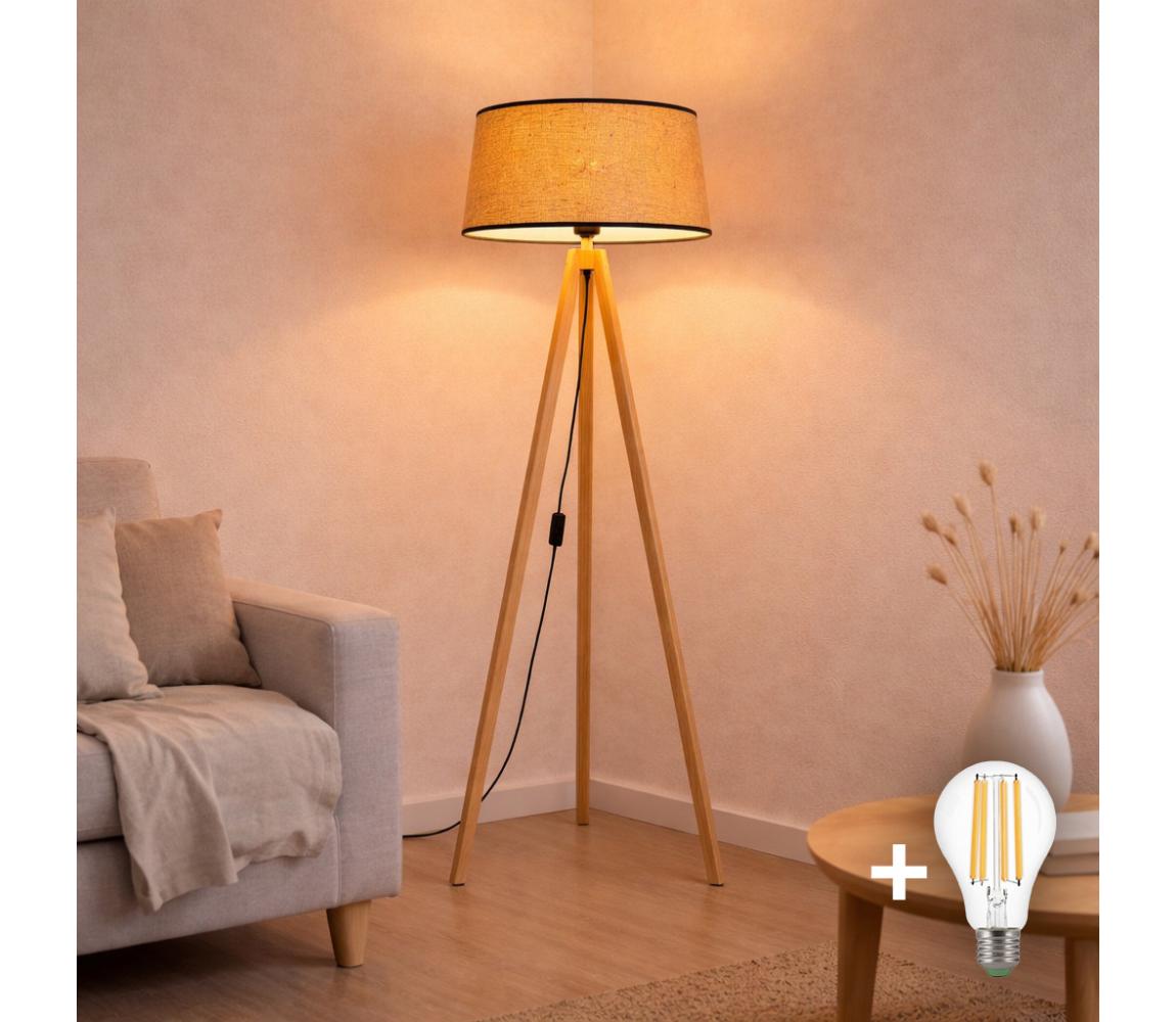 Brilagi - LED stojacia lampa CERIA 1xE27/60W/230V priemer 35 cm béžová EG781083+AS0463