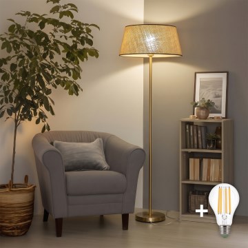 Brilagi - LED stojacia lampa CERIA 1×E27/20 W/230 V, priemer 50 cm, béžová/zlatá
