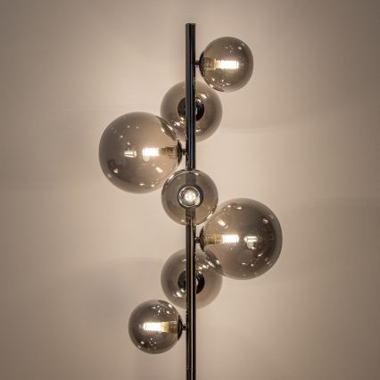 Brilagi - LED Stojacia lampa MILLA 7xG9/3W/230V čierny chróm/dymové sklo