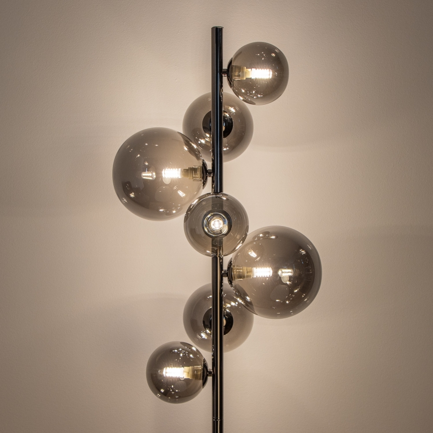 Brilagi - LED Stojacia lampa MILLA 7xG9/3W/230V čierny chróm/dymové sklo