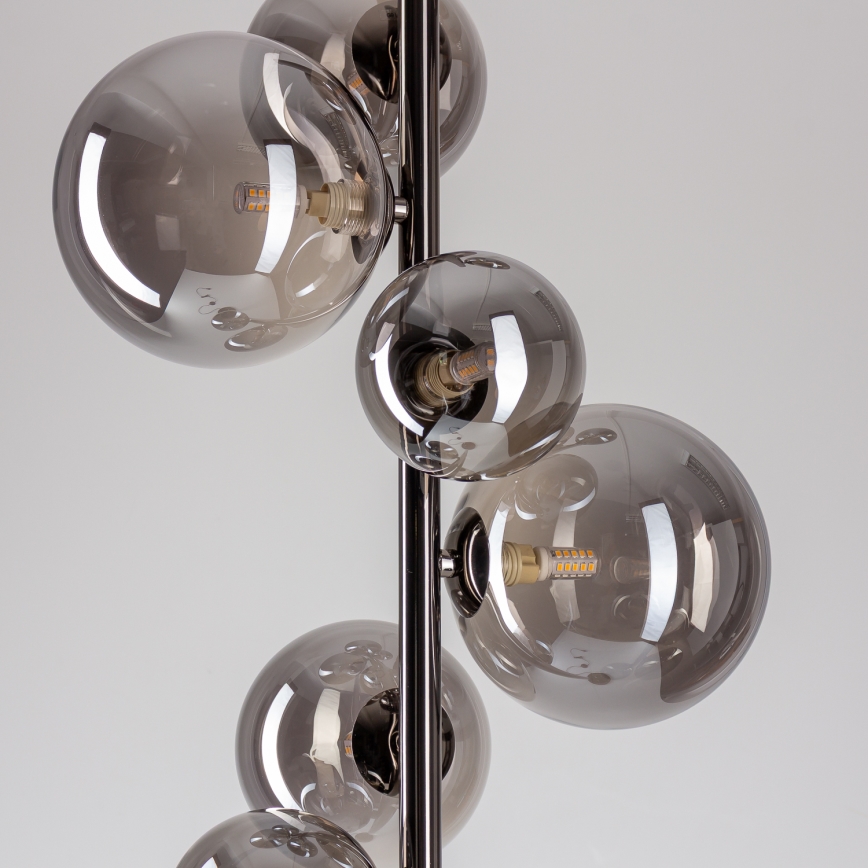 Brilagi - LED Stojacia lampa MILLA 7xG9/3W/230V čierny chróm/dymové sklo